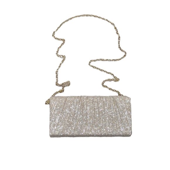 Women’s clutch purse - high sparkle - champagne - magnetic snap - chain - NWOT - Picture 1 of 5